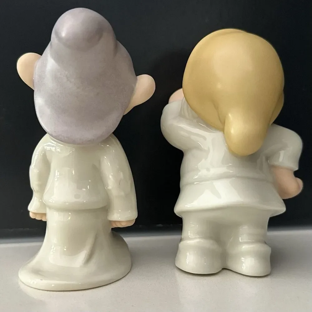 Vintage Lenox Disney Dopey&Sneezy Salt Pepper Shakers 24K Gold Hand Painted 90’s